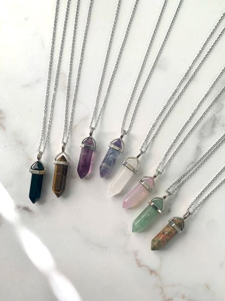 Natural amethyst crystal point necklace | Crystal point necklace, Shop  necklaces, Point necklace